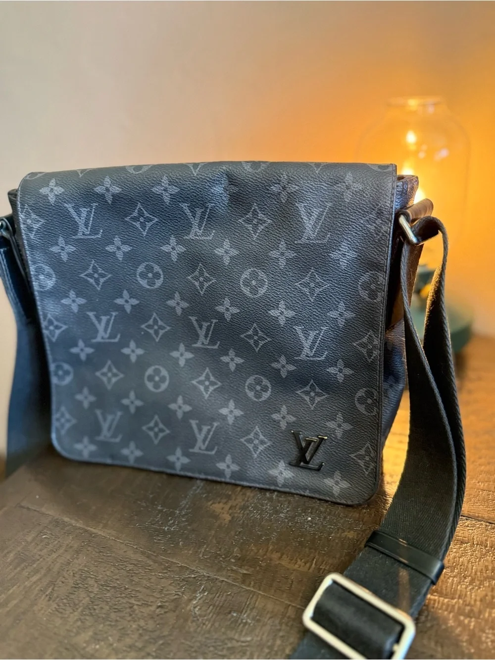Louis Vuitton District PM Eclipse Monogram Messenger Crossbody Bag Black Grey LV